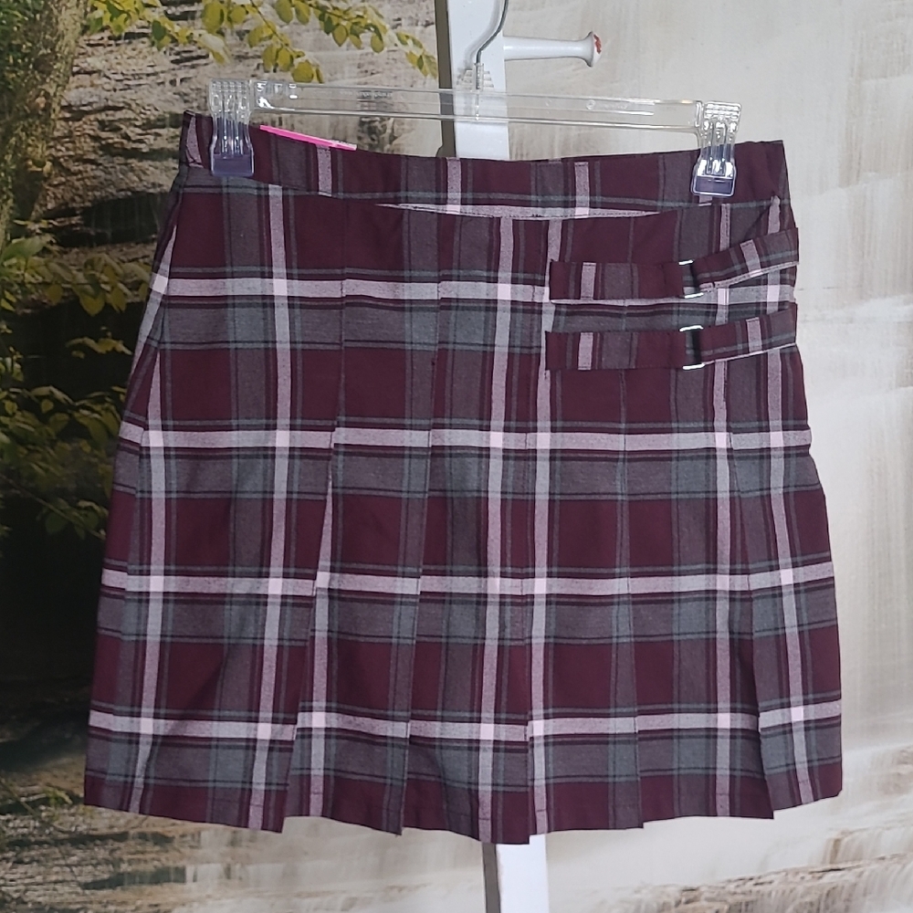 New! French Toast Scooter Womens 10 Purple Gray Plaid Pleated Skort